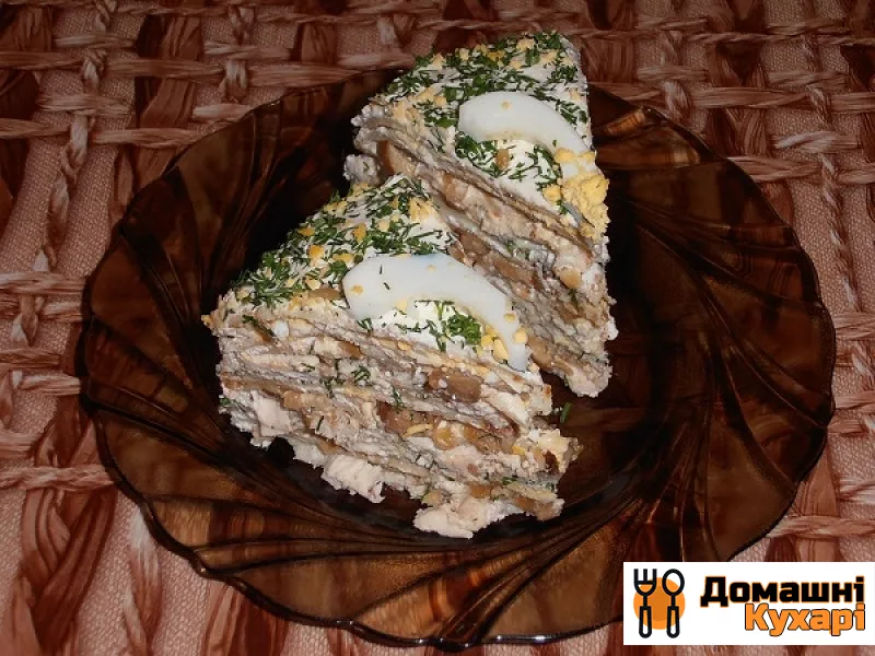 Млинцевий пиріг з куркою, грибами і сиром - фото крок 17
