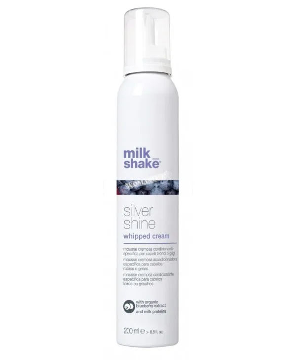 milk_shake silver shine whipped cream Кондиціонуюча крем-піна для світлого і сивого волосся, 200мл