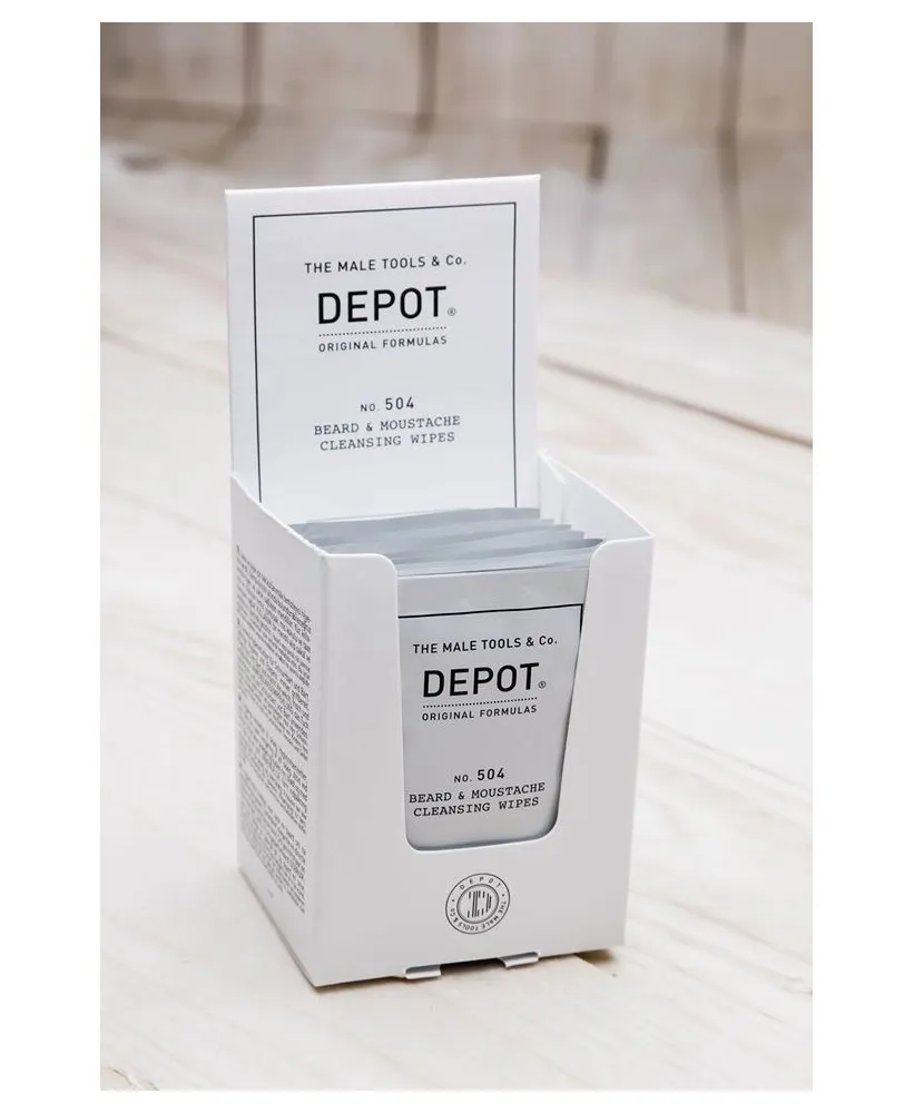 Depot 504 Очищаючі вологі серветки для вусів і бороди, №12