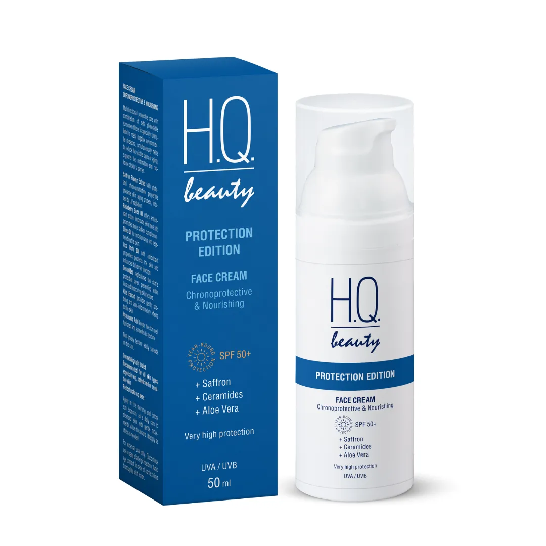 H.Q.Beauty ПРОТЕКШН ЕДІШН Сонцезахисний крем для обличчя хронозахист та живлення SPF +50, 50мл