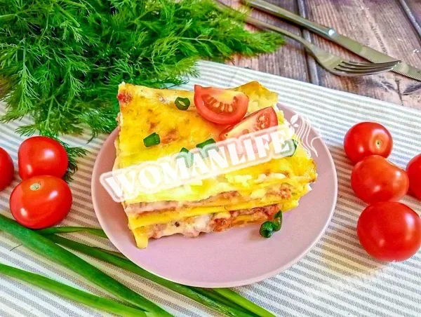 Лазанья з готових листів з яловичим фаршем