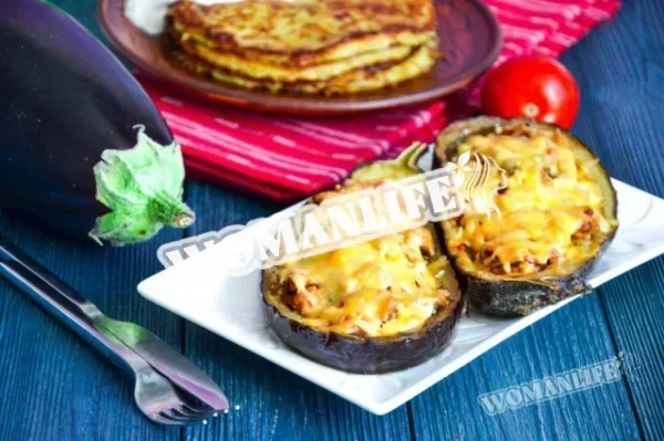 Баклажани з фаршем і сиром