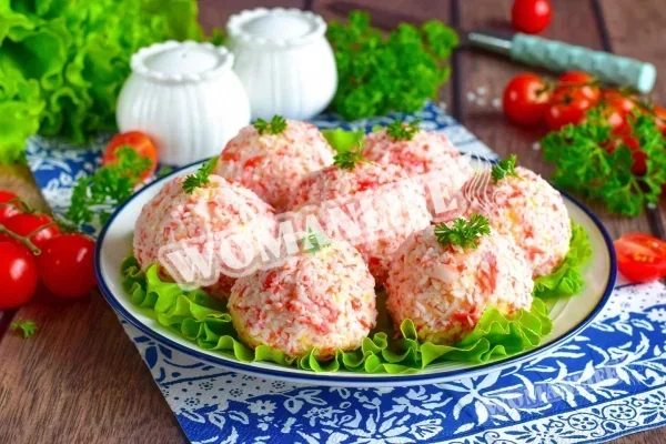 Кульки з крабових паличок з сиром і часником