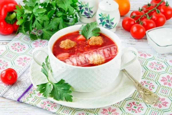 Борщ з фрикадельками