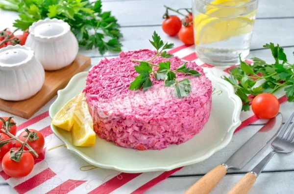 Салат «Рожевий фламінго» з крабовими паличками