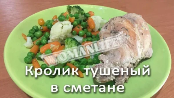 Кролик тушкований в сметані в мультиварці
