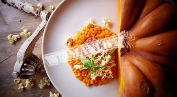 Гарбузове різотто з котлетами з морепродуктів
