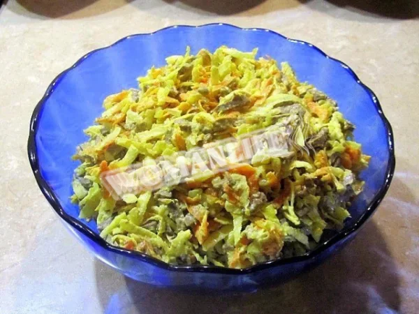 Салат з яловичого серця з редькою