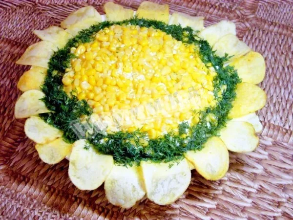 Салат Соняшник з печінкою тріски класичний