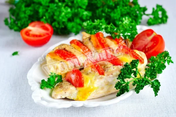 Куряче філе з помідорами і сиром в духовці