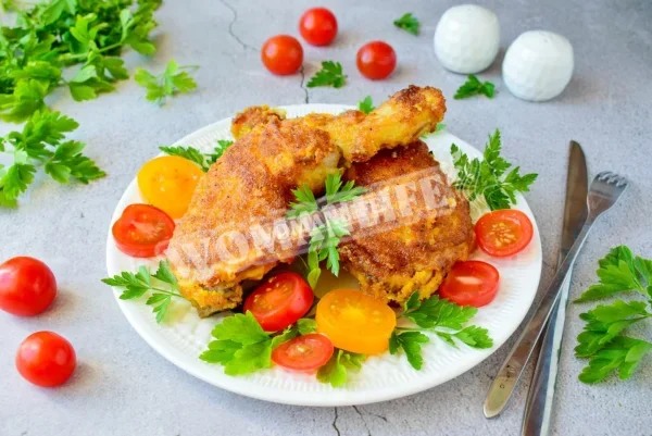 Курка в сухарях на сковороді