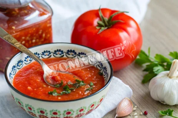 Хрінова закуска з помідорів з хроном і часником на зиму