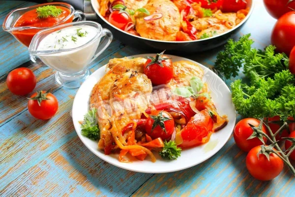 Смажене куряче філе на сковороді з цибулею