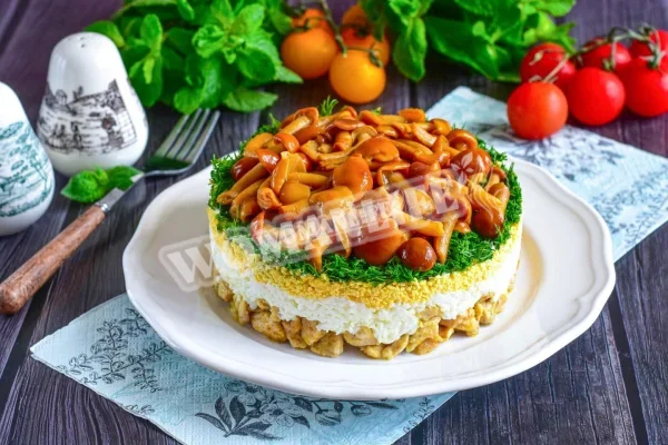 Салат Чоловічий каприз з куркою та грибами