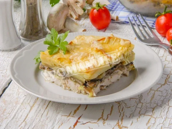 Гратен з курки та грибів