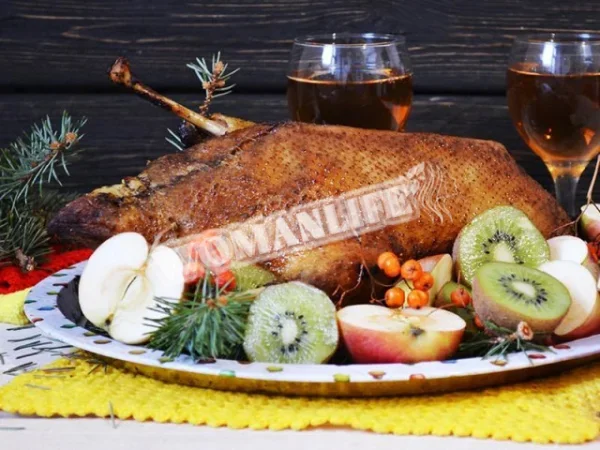 Качка, фарширована грибами