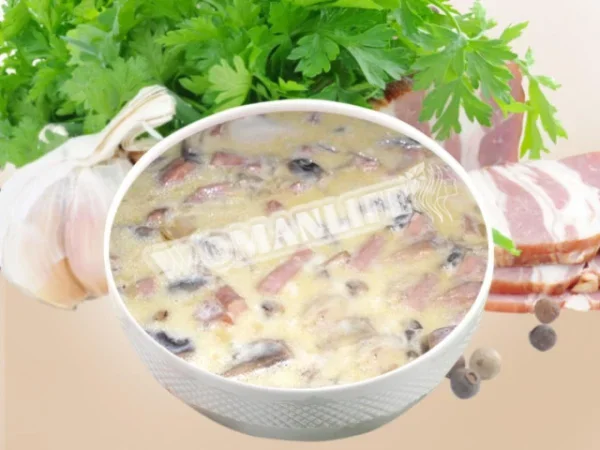 Вершковий соус з грибами та шинкою