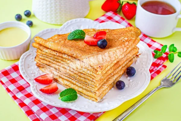 Млинці на ряжанці з окропом