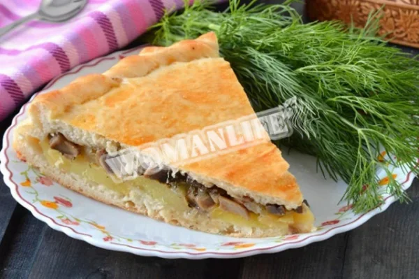 Пиріг з солоними грибами і картоплею