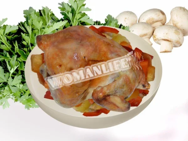 Куріпка, фарширована грибами