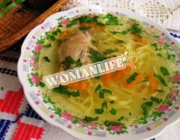 Молдавський суп зама з куркою та овочами