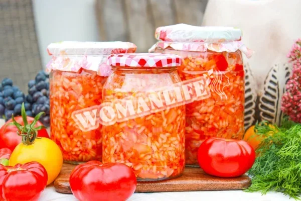 Зимовий салат помідори перець рис