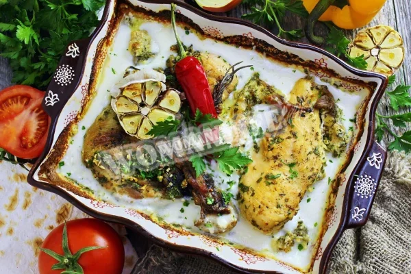Чкмерулі з курки по-грузинськи у вершково-часниковому соусі