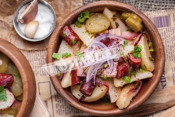 Картопля з мисливськими ковбасками
