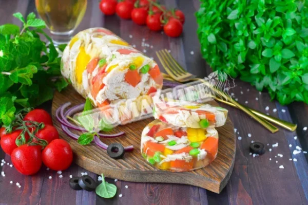 Курячий рулет в пляшці з желатином