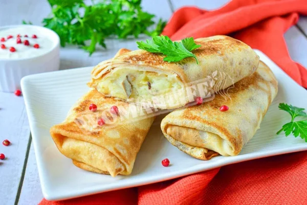 Млинці з картоплею та грибами