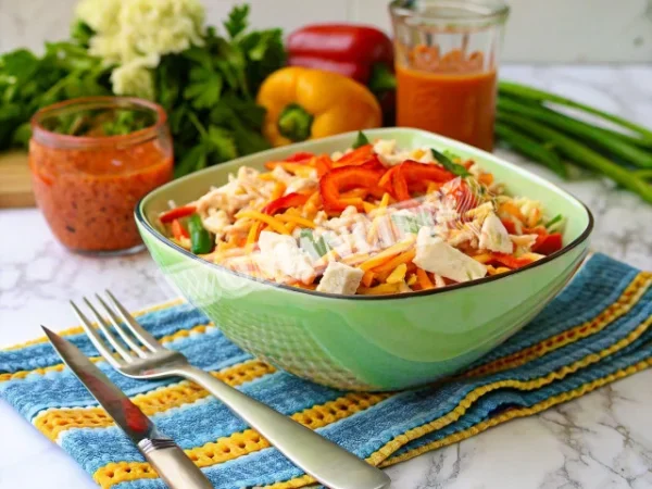 Салат з куркою морквою болгарським перцем по-корейськи