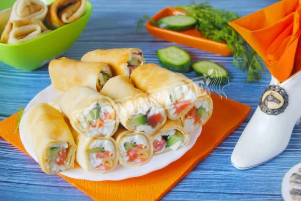 Млинці з сьомгою та сиром