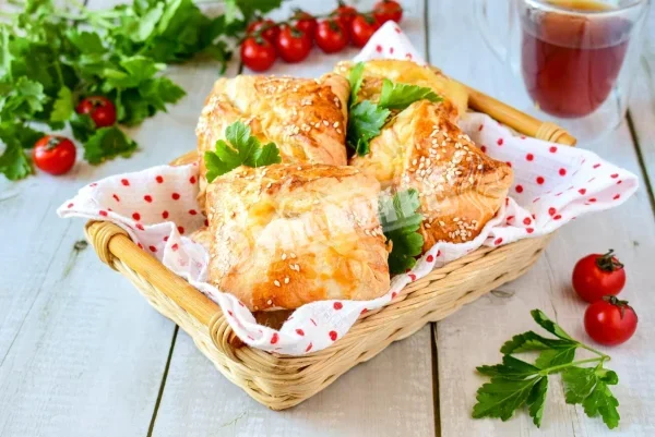 Листкове тісто з шинкою та сиром