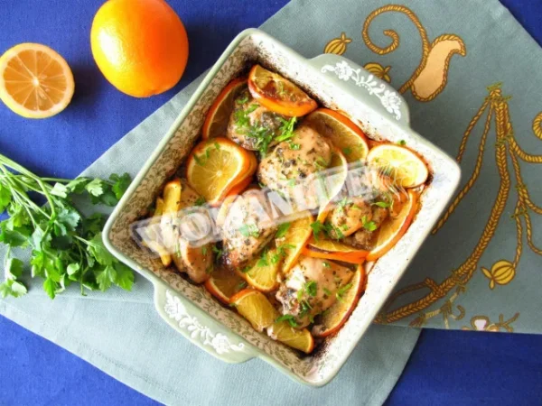 Куряча грудка з апельсинами в кисло-солодкому маринаді