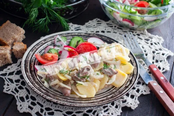 Курячі сердечка в духовці з картоплею