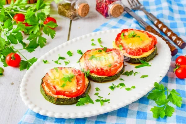 Кабачки з помідорами і часником в духовці