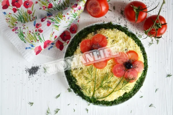 Салат Червоні маки з куркою