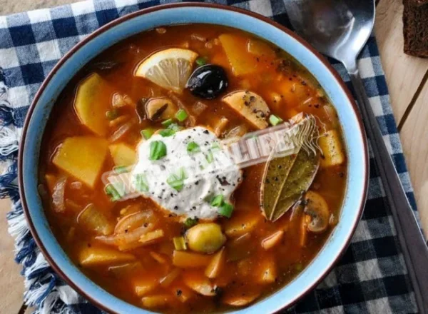 Солянка з копченими ребрами