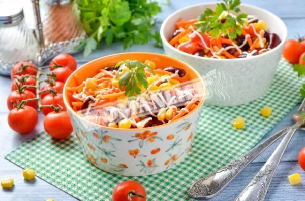 Салат кукурудза квасоля морква