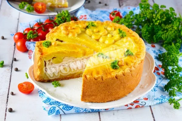 Курник в духовці з куркою і картоплею