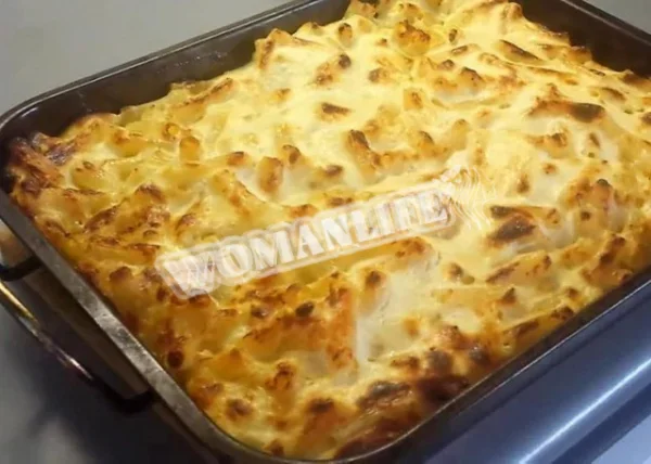 Макарони-локшина в духовці з яєчним кремом
