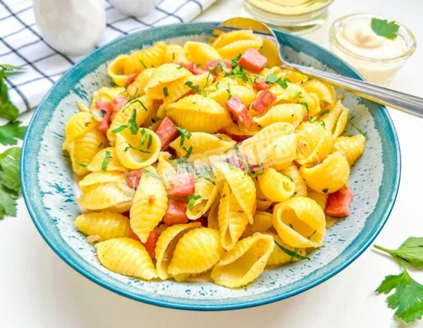 Макарони з ковбасою на сковороді