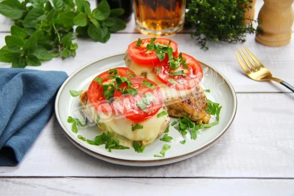 Куряче філе з помідорами і сиром на сковороді