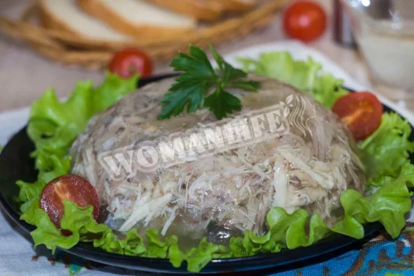 Холодець зі свинини та курки з морквою та цибулею