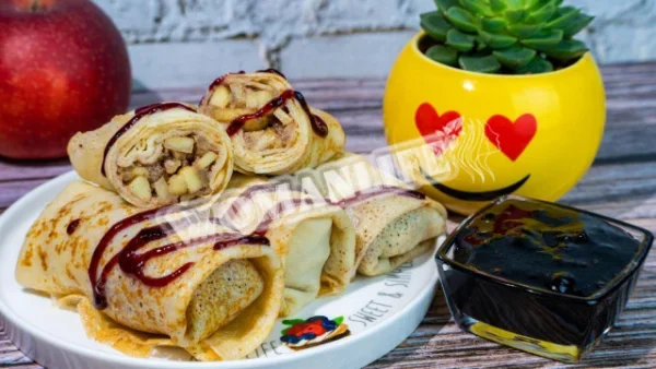 Млинці з яблучною начинкою та кефіром
