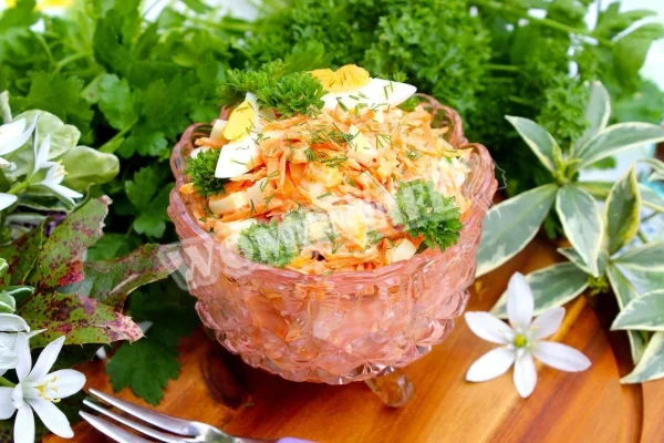 Салат морква яйце часник