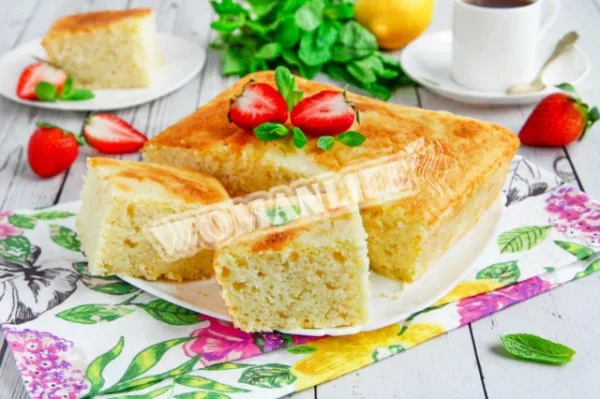 Пишний манник на кефірі в духовці, розсипчастий