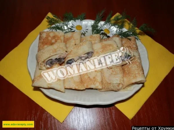 Млинці з грибами та сиром