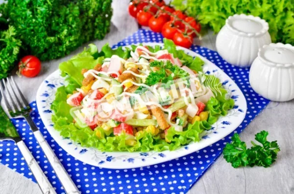 Крабовий салат з грінками
