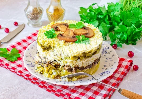 Салат гриби цибуля яйця